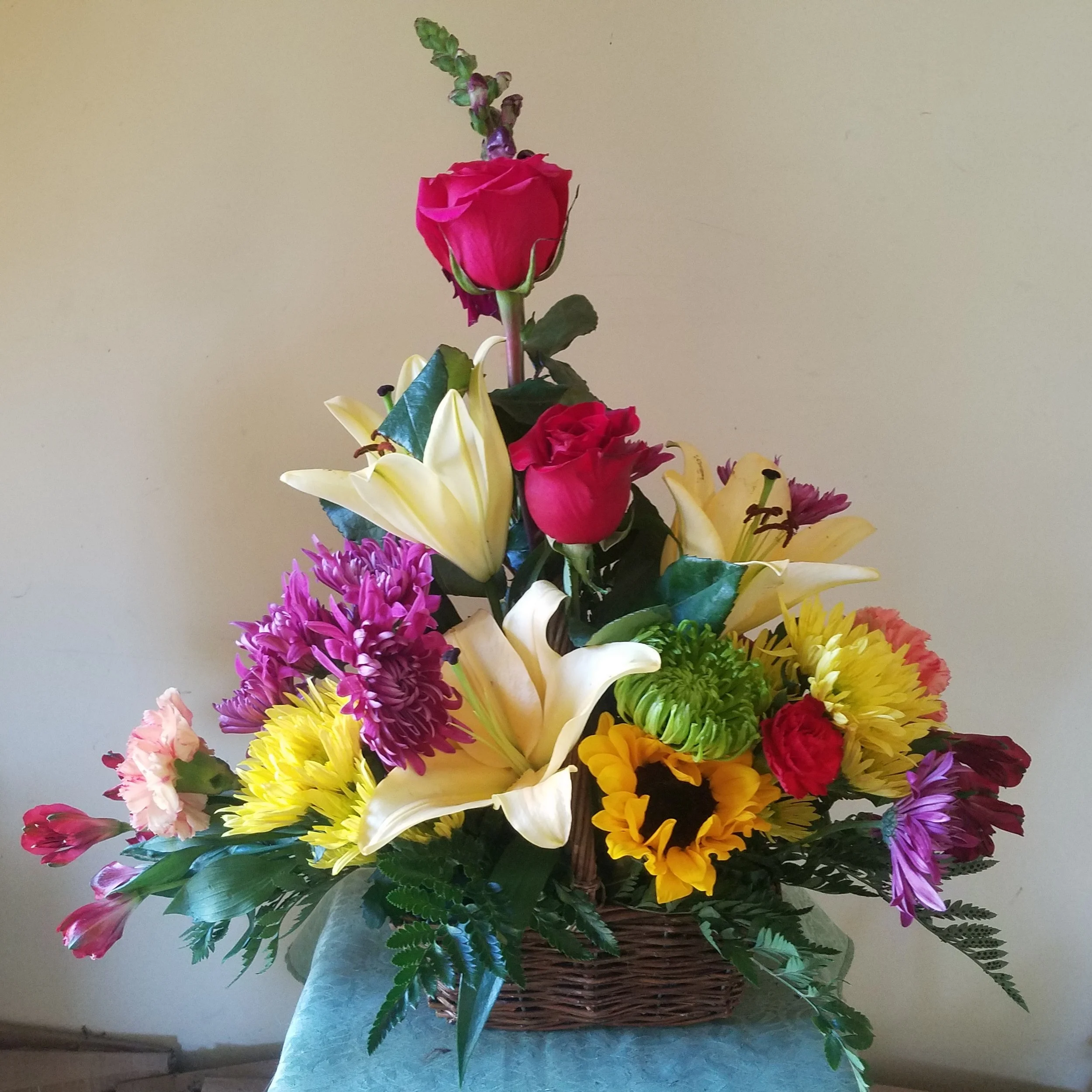 Vibrant Mixed Flower Floral Basket