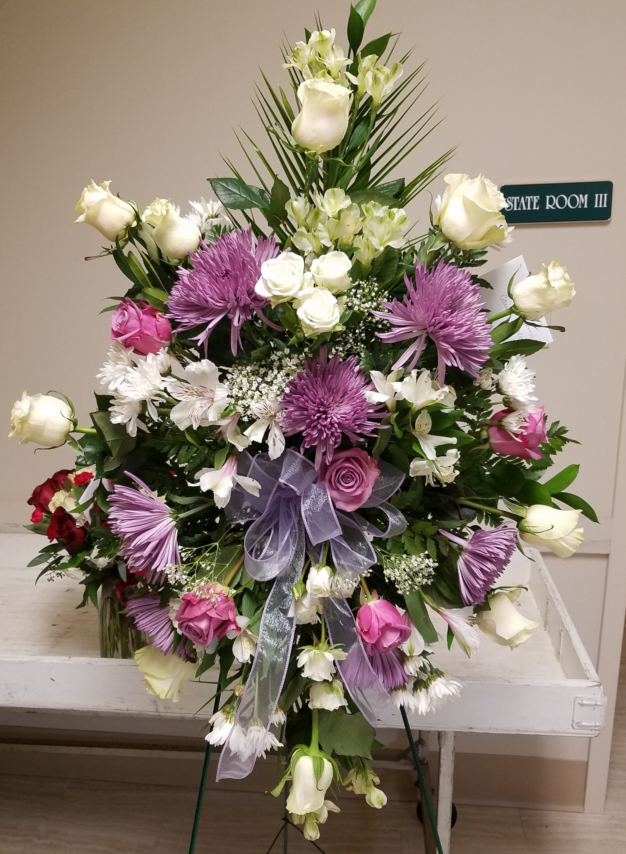 Lavender and White Memorial Spray