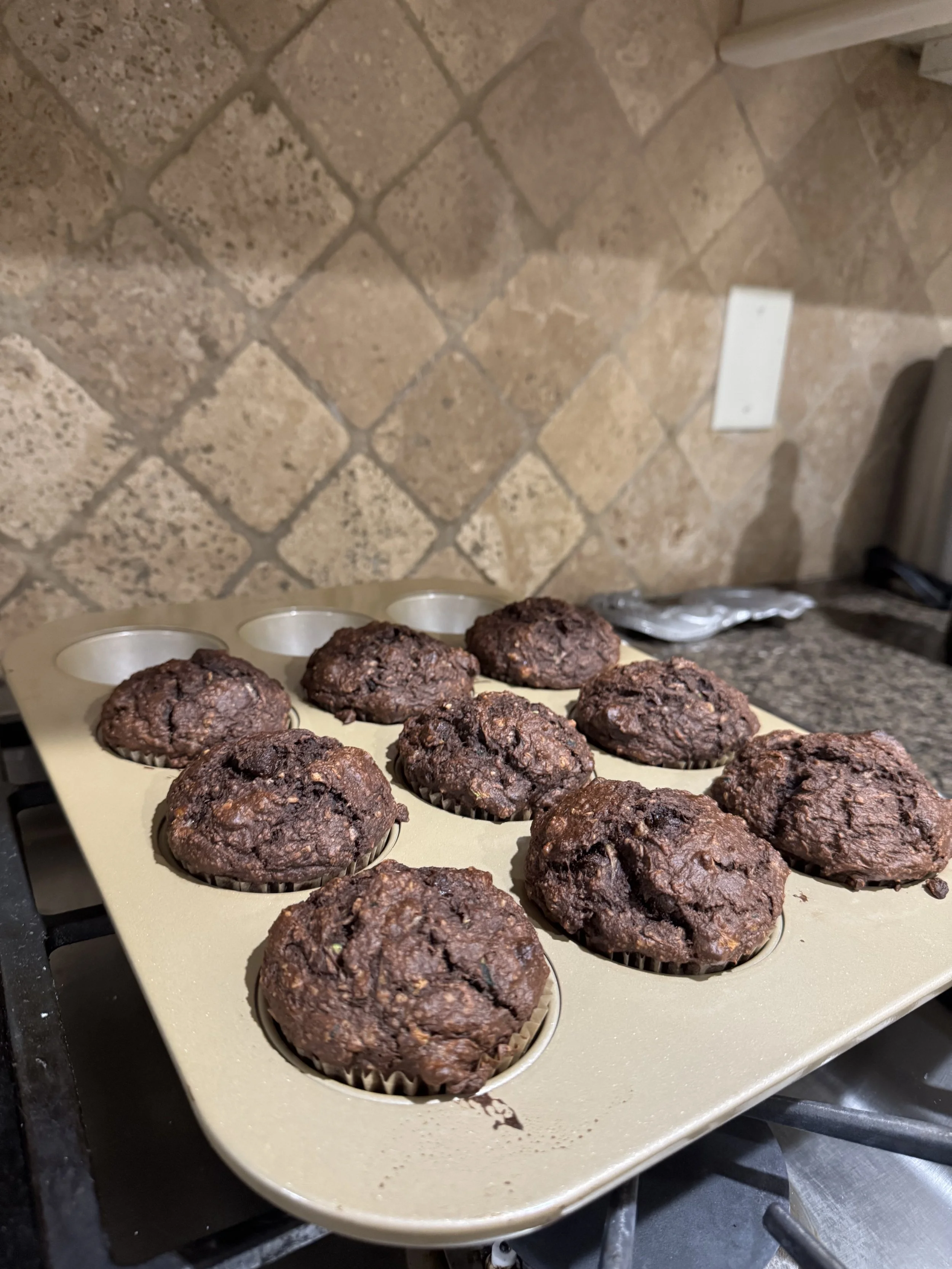Chocolate Zucchini Banana Muffins