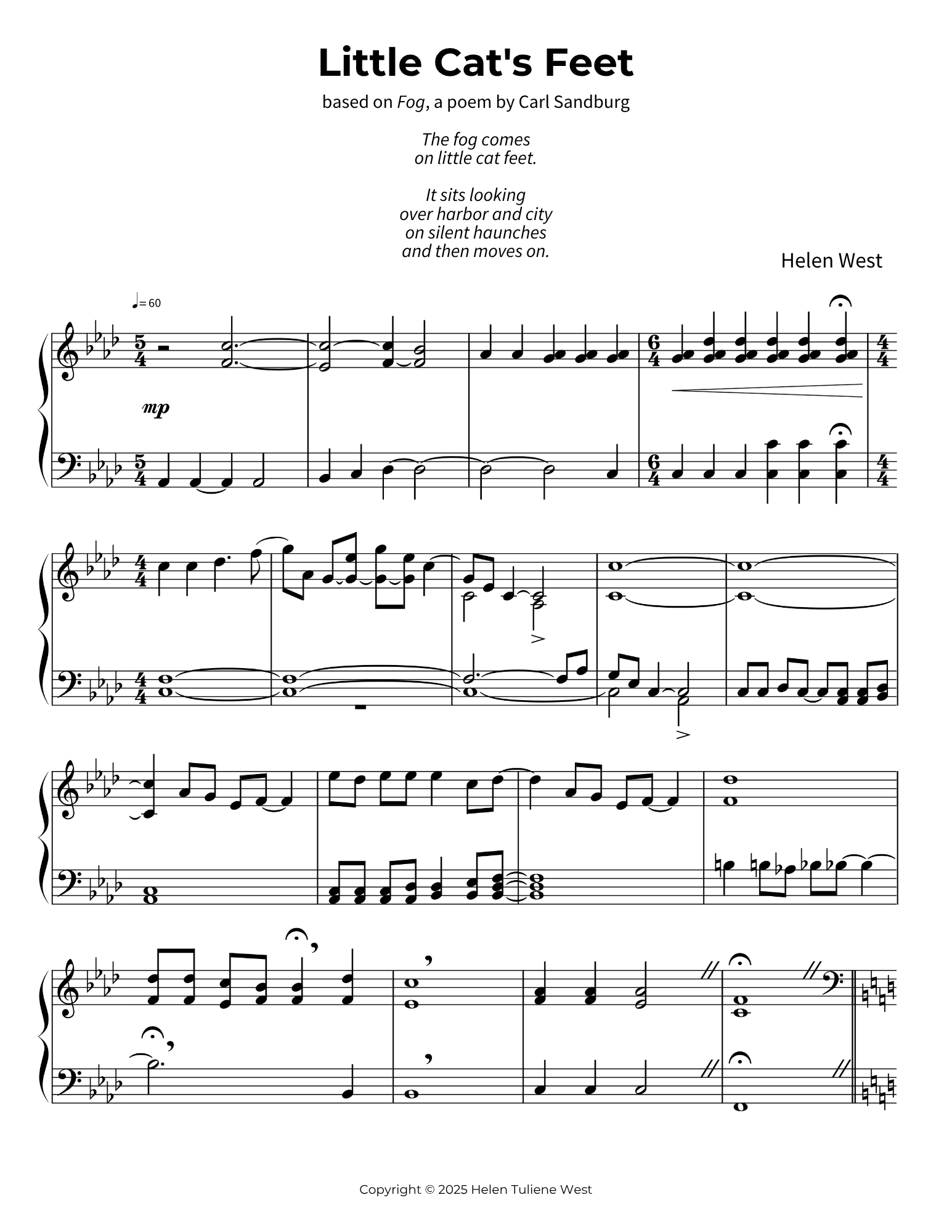 Little Cats Feet for Solo Piano