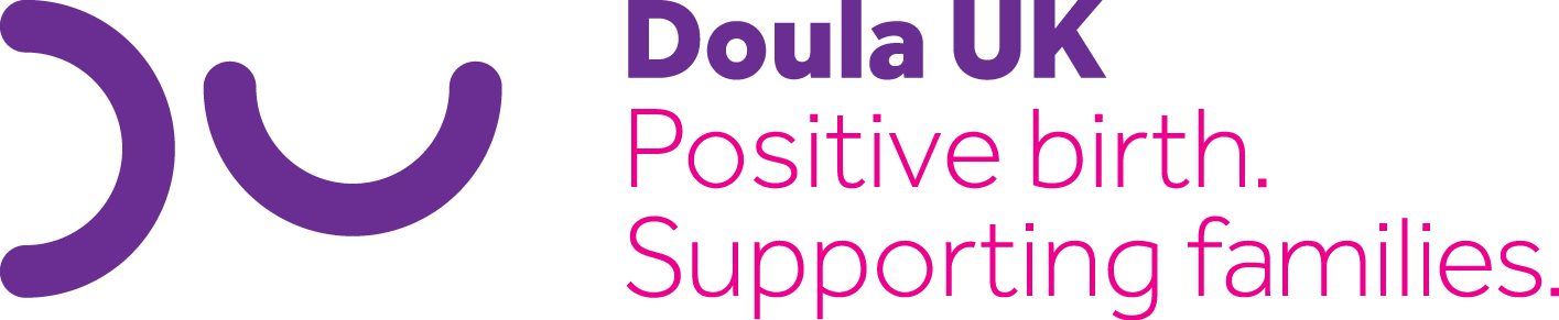Doula UK logo with purple and pink text reading "Positive birth. Supporting families".
