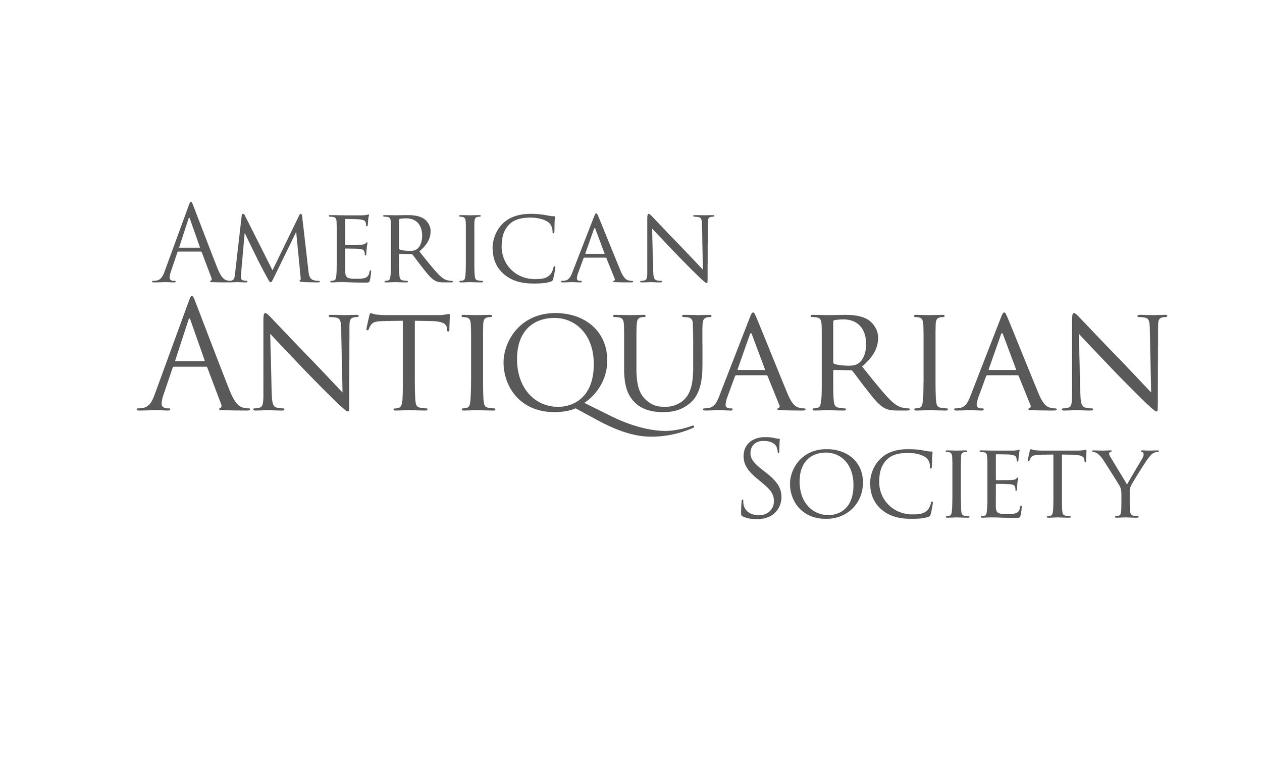 Logo of the American Antiquarian Society with the organization’s name in gray text on a white background.