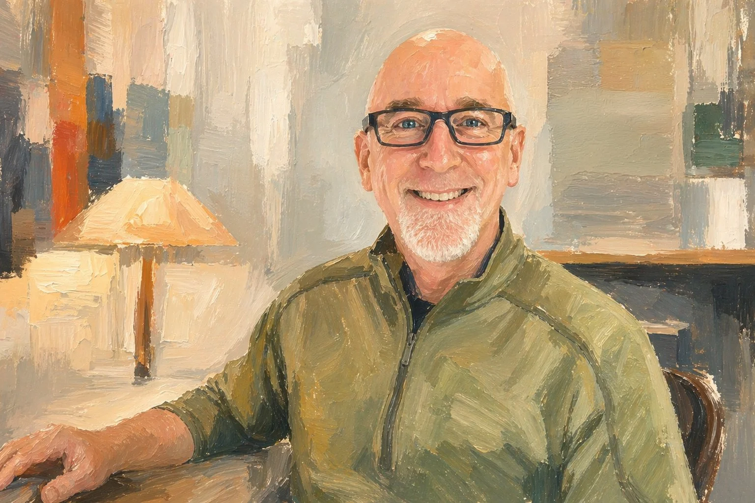 Painting of Worcester, Massachusetts graphic designer James Casey