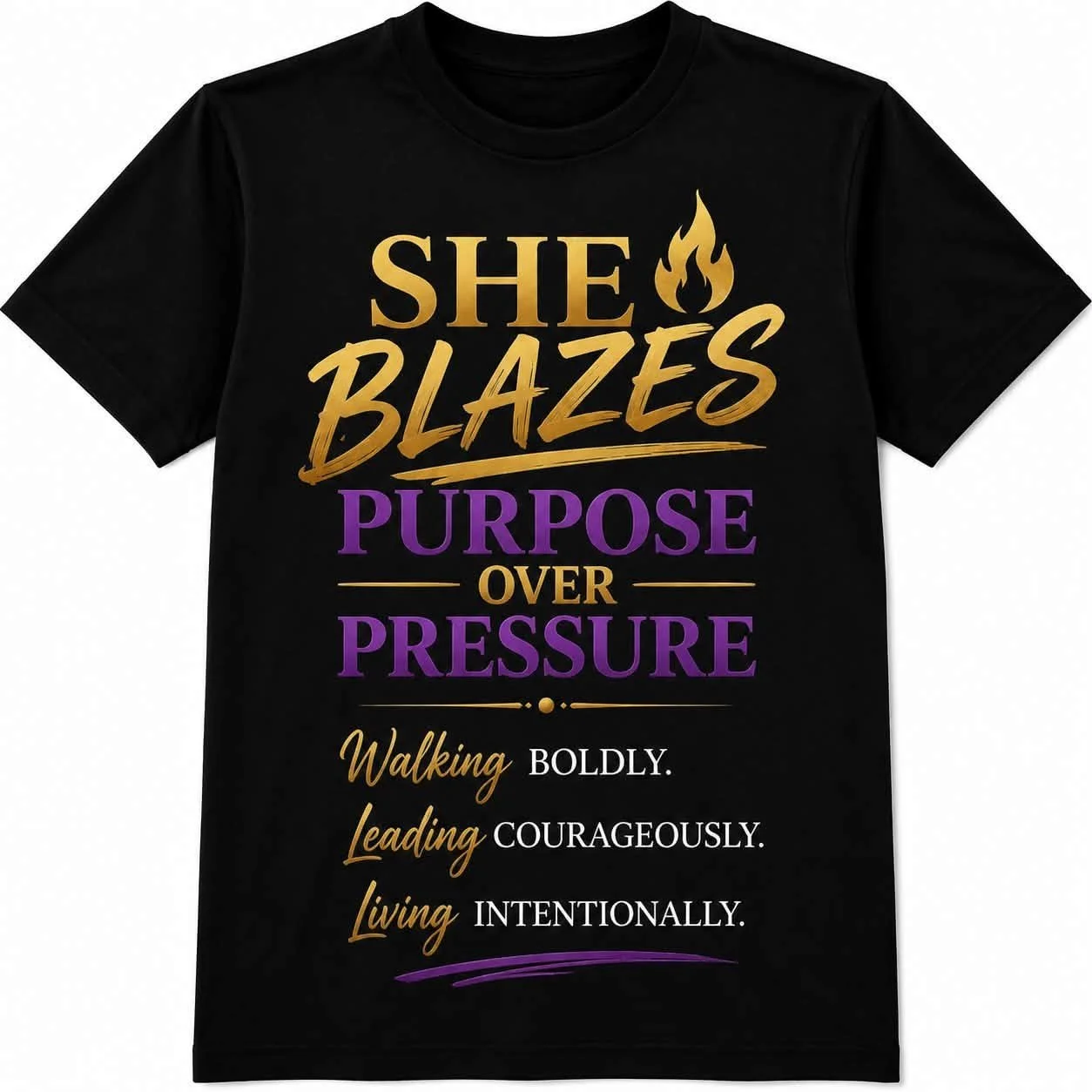She Blazes Purpose Over Pressure T-Shirt