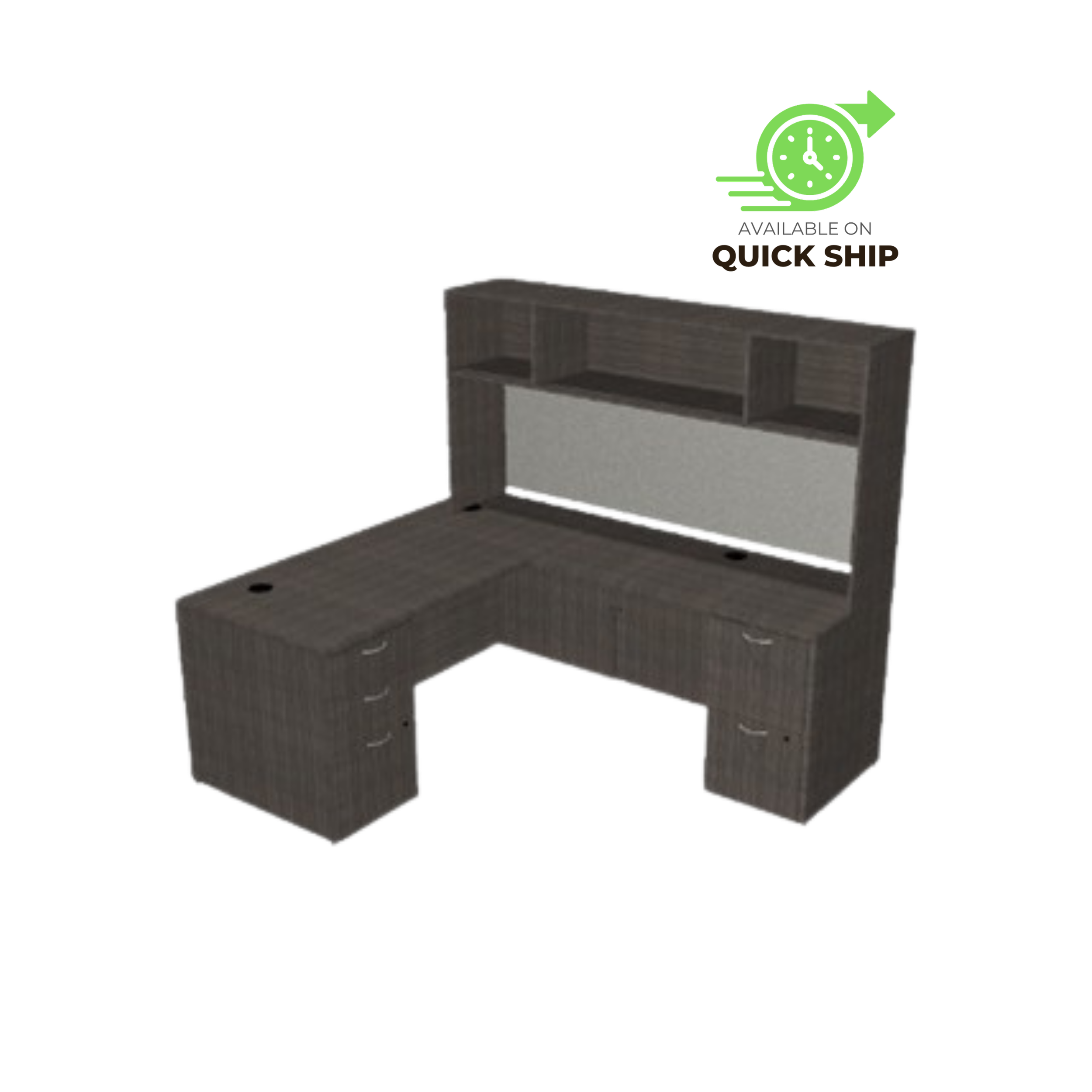 Mod Desk with Right Return, Hutch, Tackboard, and Task Light (NC)