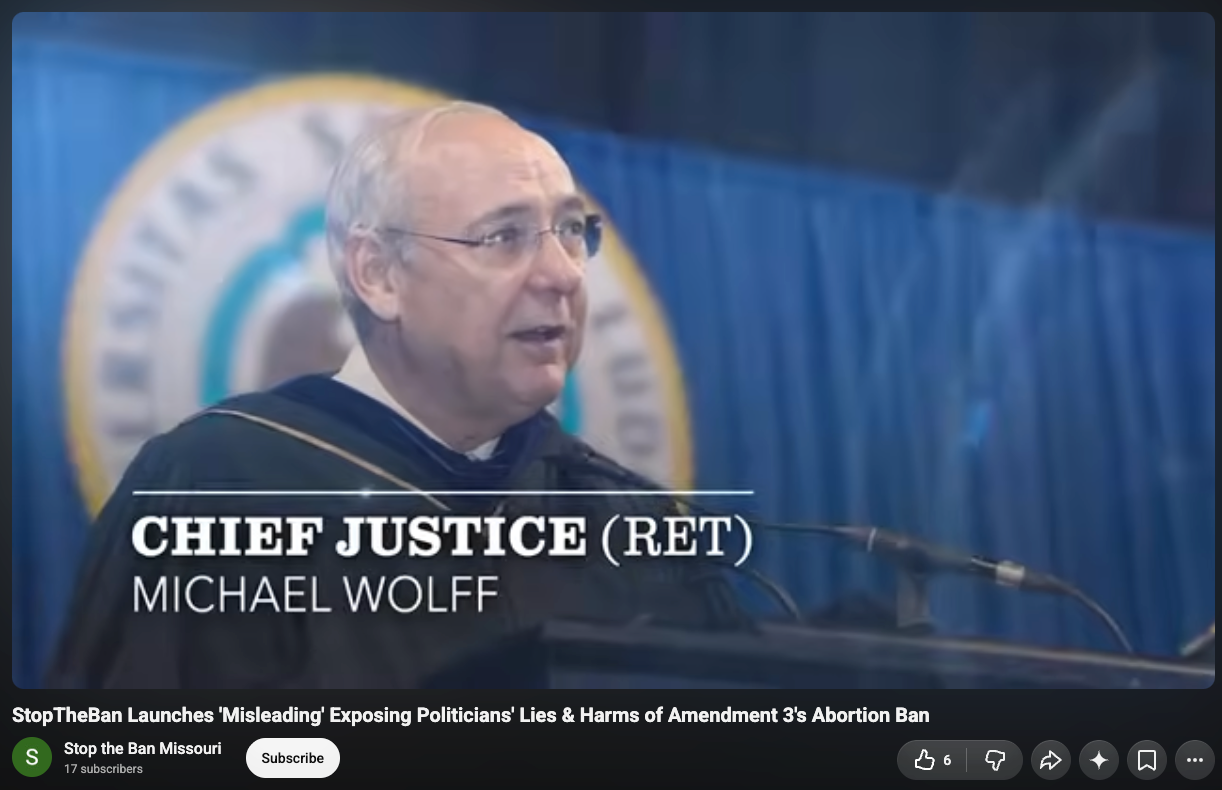 Stop the Ban's Ad Star and Retired Missouri Supreme Court Chief Justice Michael Wolff Is Communist China's Lawyer Against Missouri