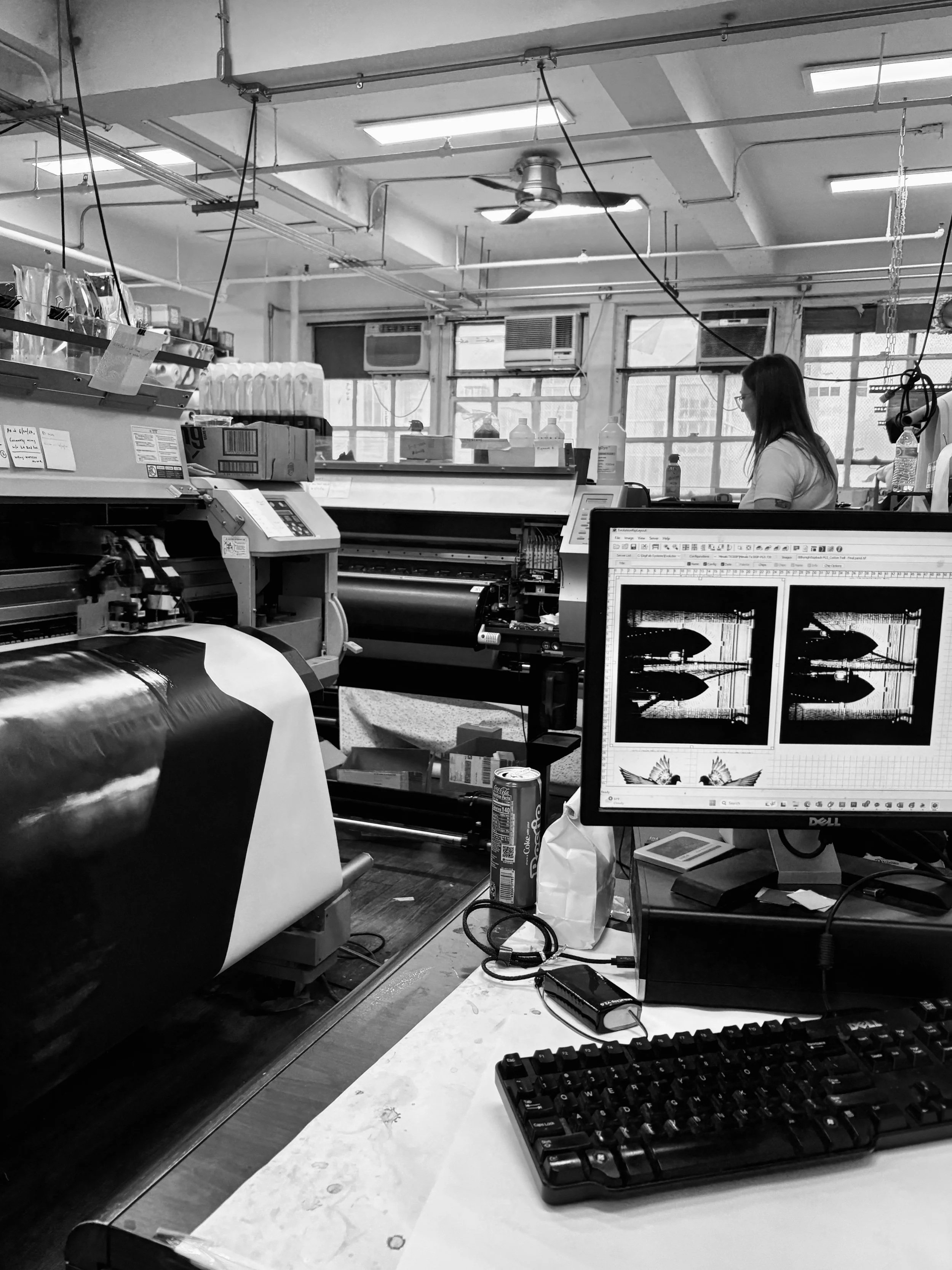 Printing the photo of the Brooklyn Bridge at In Vogue Studios in the Garment District, New York City
