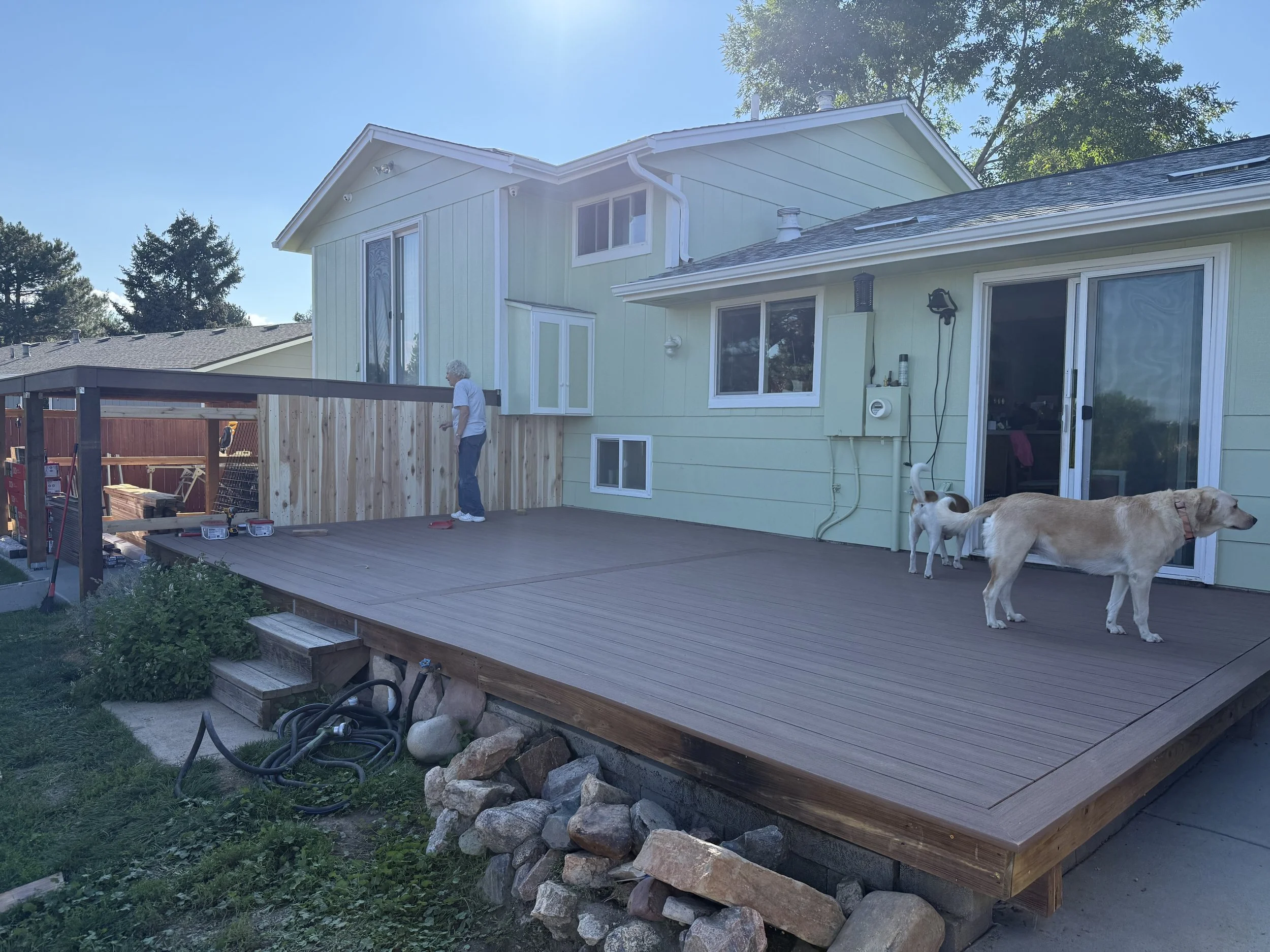 Deckorators mineral composite decking, work in progress, Lone Tree Colorado