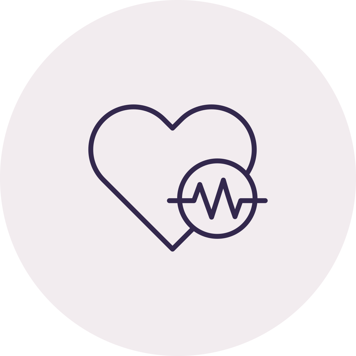 Heart icon with a heartbeat line inside a circle, representing health or medical monitoring.