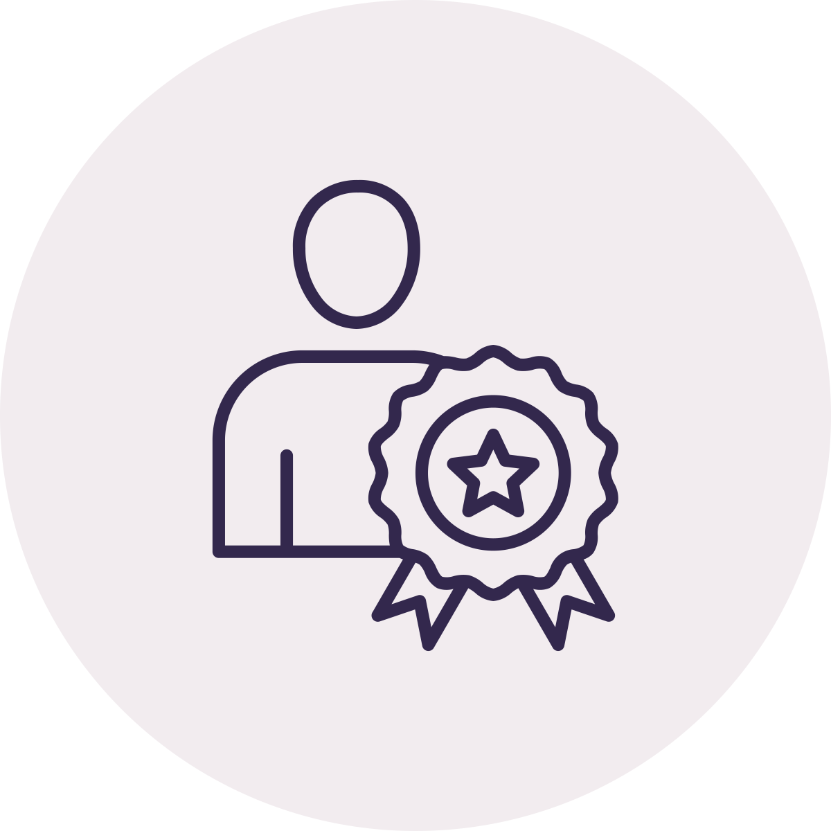 Outline of a person with an award ribbon that has a star in the center, representing achievement or recognition.