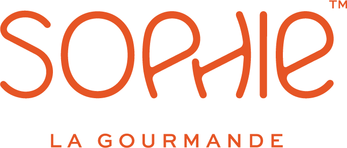 Sophie La Gourmande logo with stylized red lettering and a small trademark symbol.