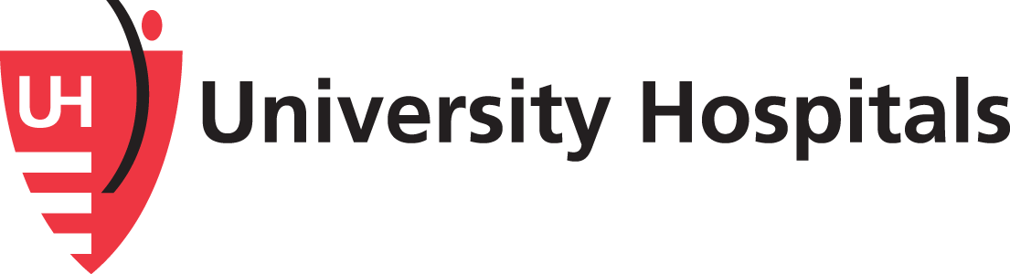 Logo of University Hospitals with a shield and a red and black color scheme.