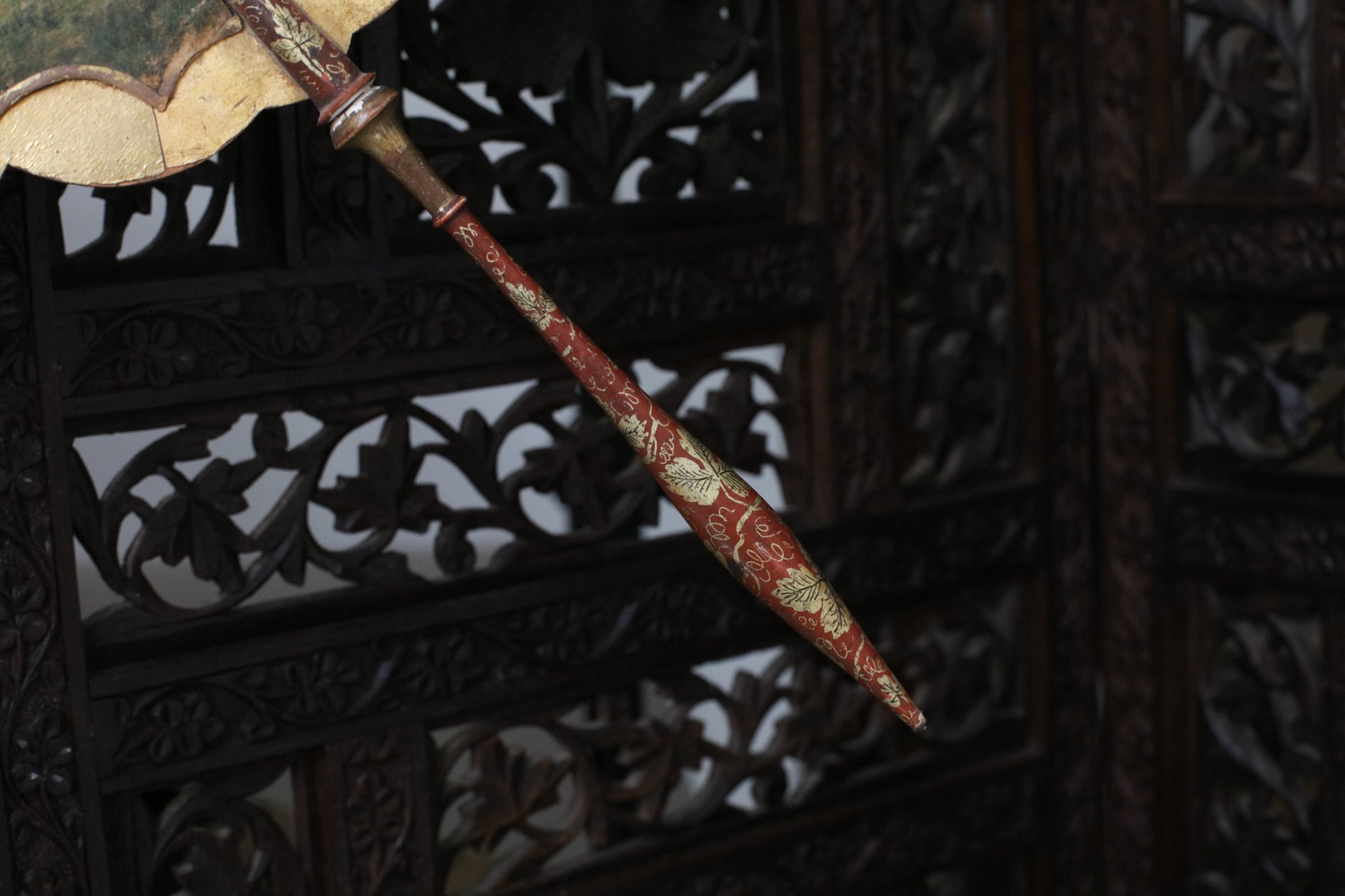 19th-Century Kashmiri Persian-style miniature painting hand-fan