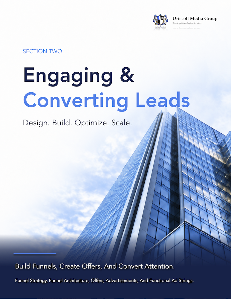 section two cover page of the RevenueCore Marketing System by Driscoll Media Group a complete how-to guide on full-funnel paid advertising