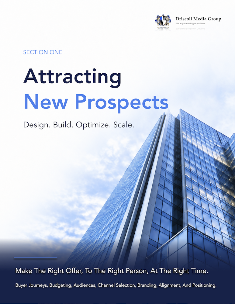section one cover page of the RevenueCore Marketing System by Driscoll Media Group a complete how-to guide on full-funnel paid advertising