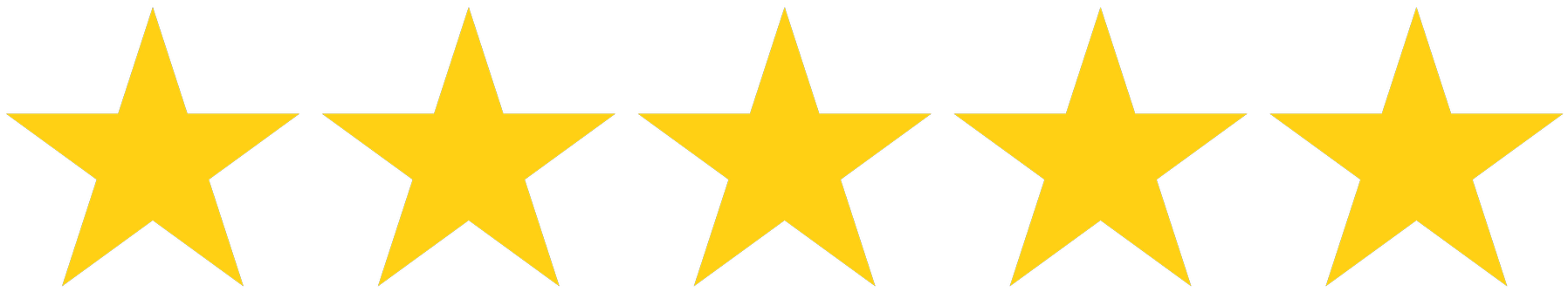 Five gold stars on a black background, aligned horizontally.