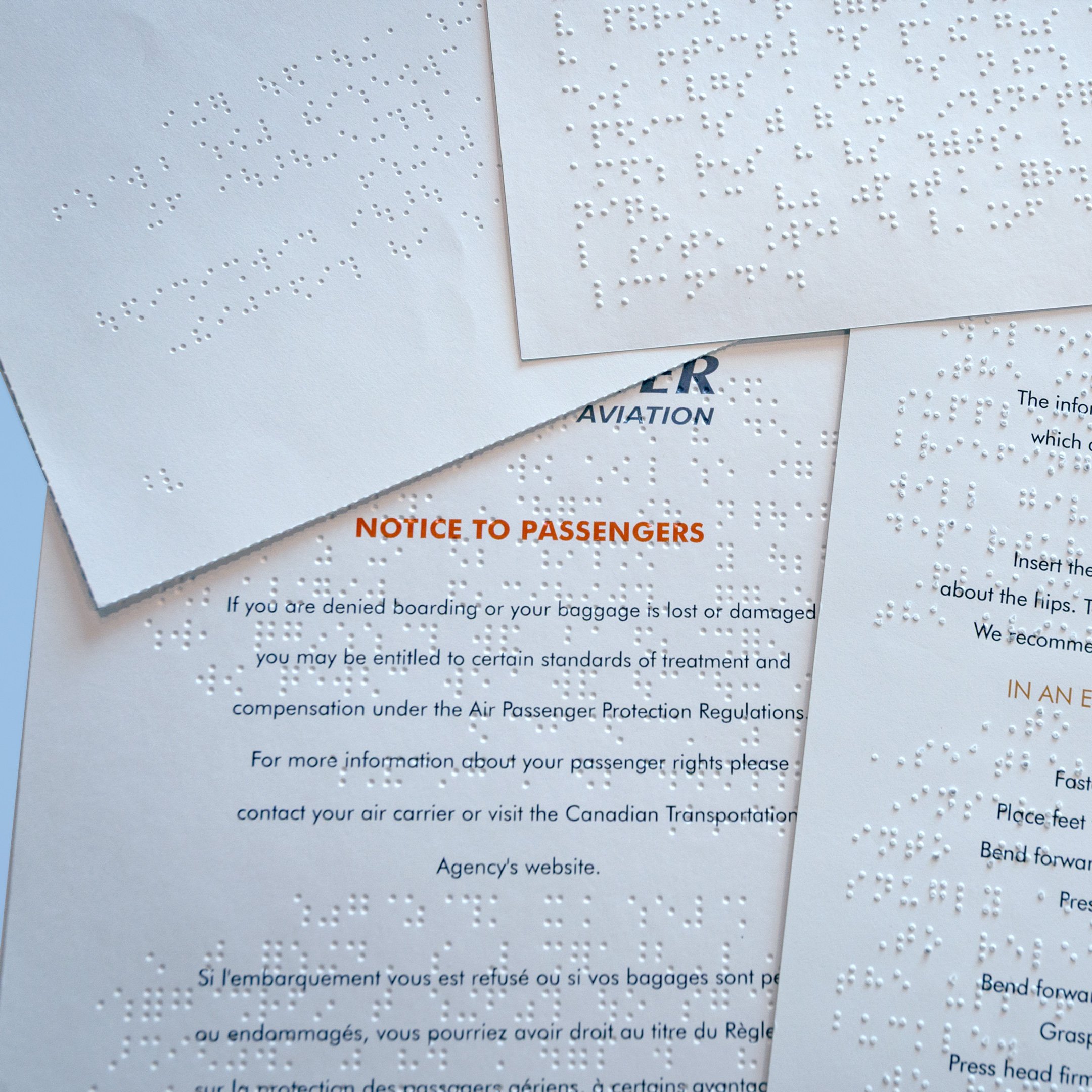 Supplemental Safety Cards (Braille)