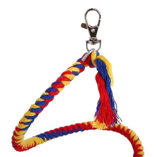Colorful woven cloth keychain with a metal clasp