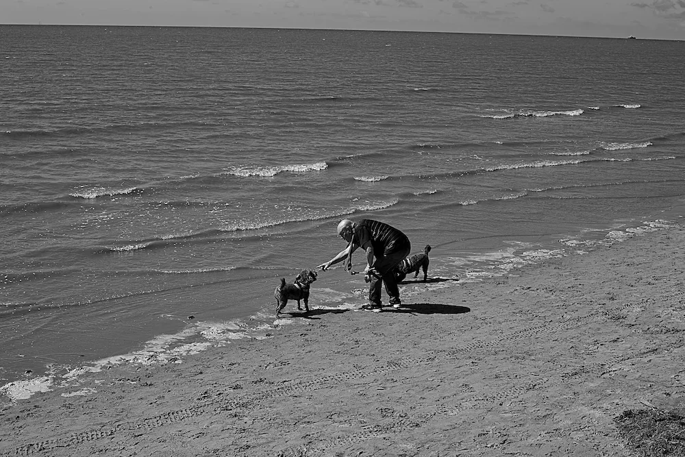 northwest-coast-man-and-dogs-shore-lancashire-bw.webp