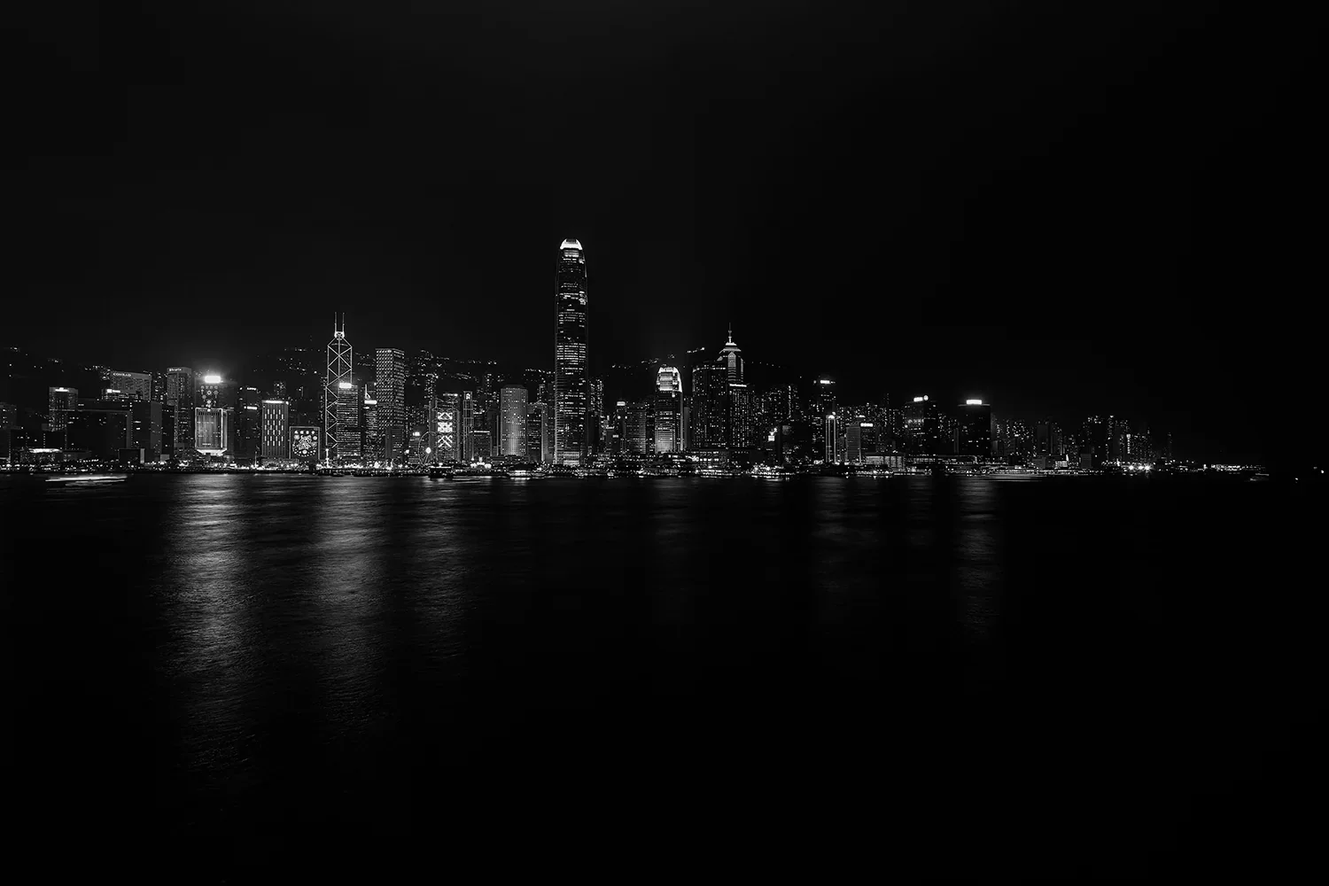 Victoria Harbour,Hong Kong In Black & White