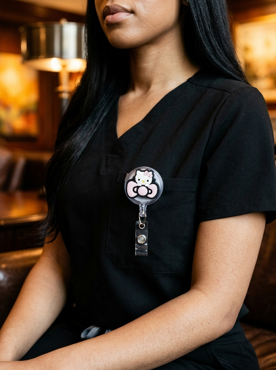 Kitty in a Bow Badge Reel