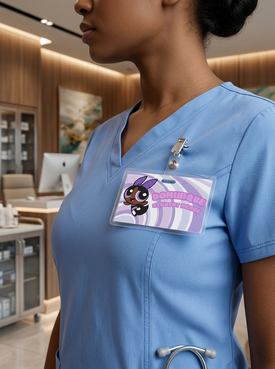 Purple Puff Girl Badge Buddy