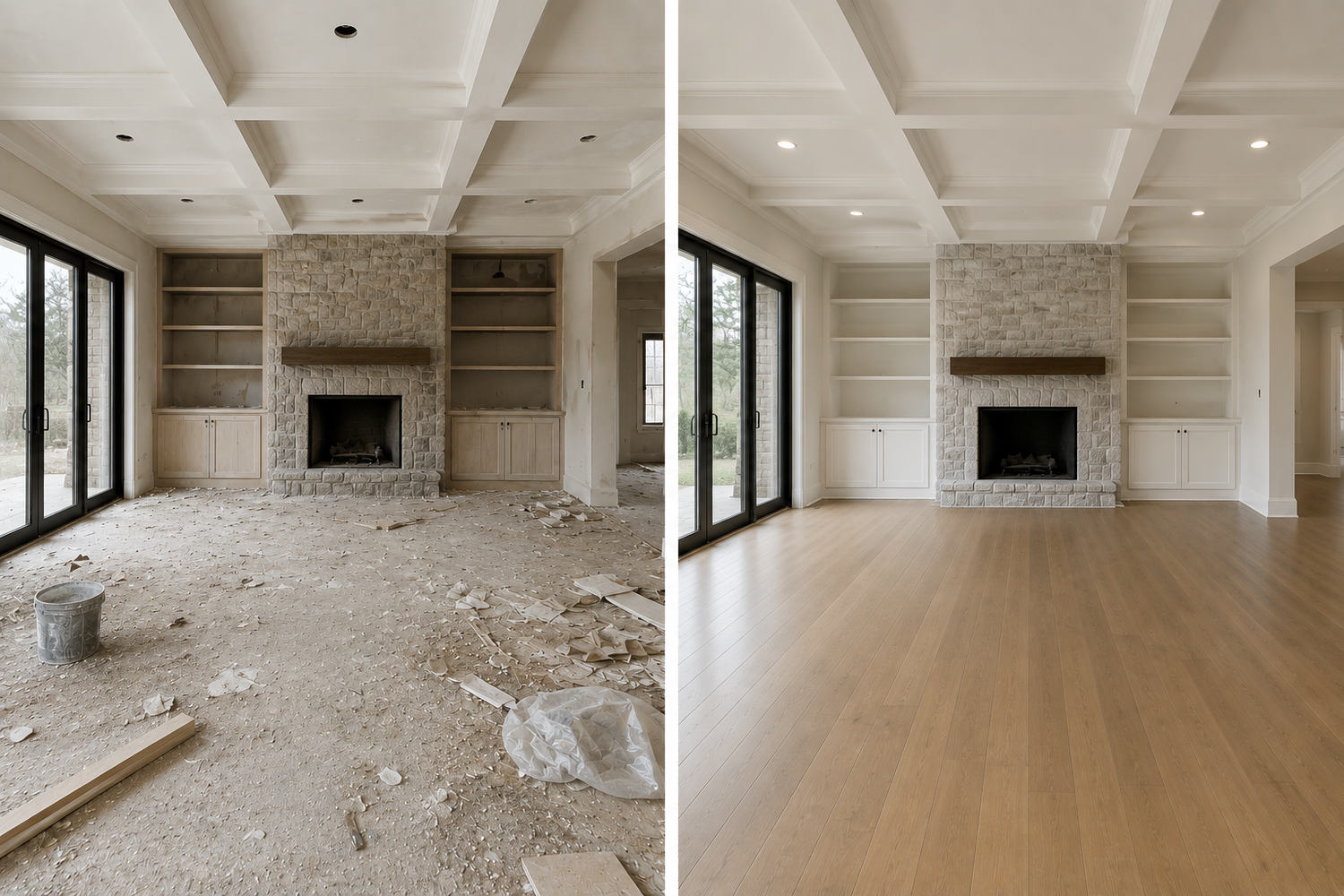 Living room renovation cleanup