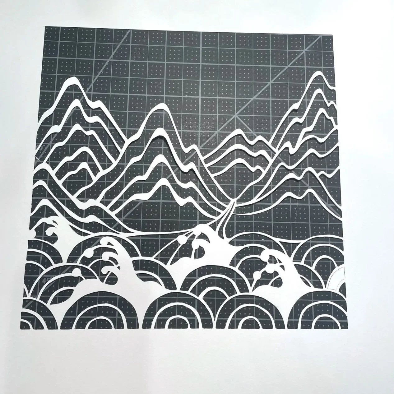 Layer 4: Mountains with an inlet.