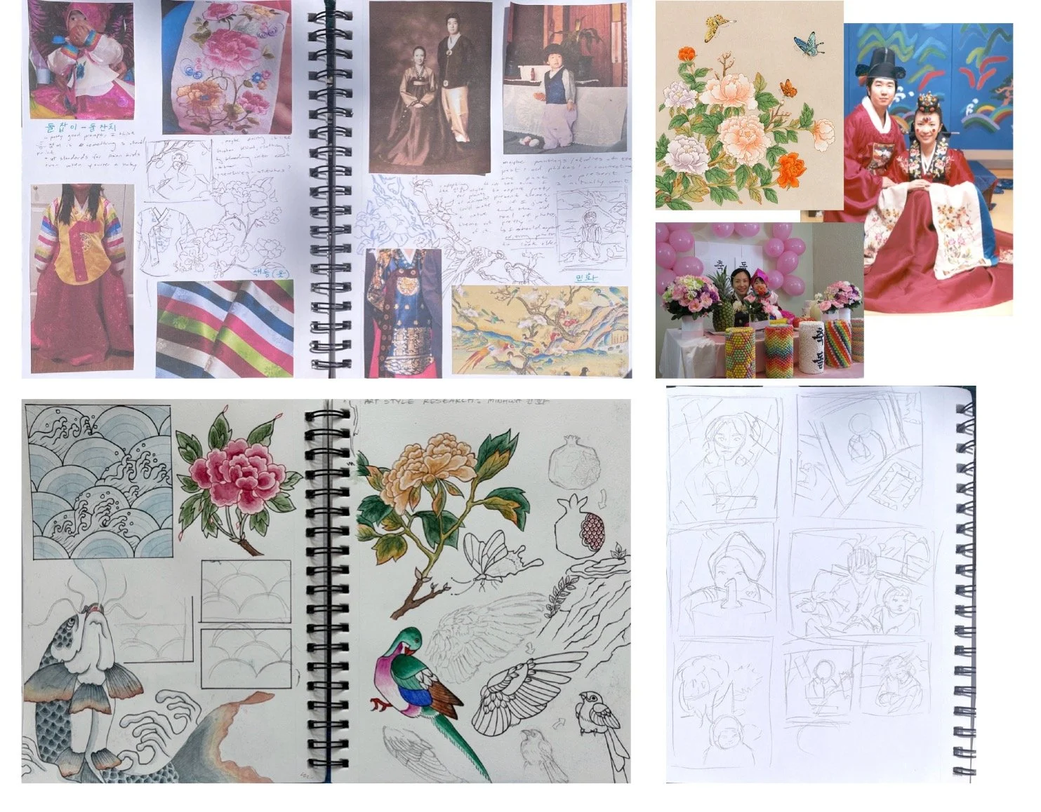 Theme research, style practice, studies