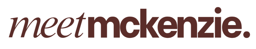 Meet McKenzie logo in maroon text on a white background.