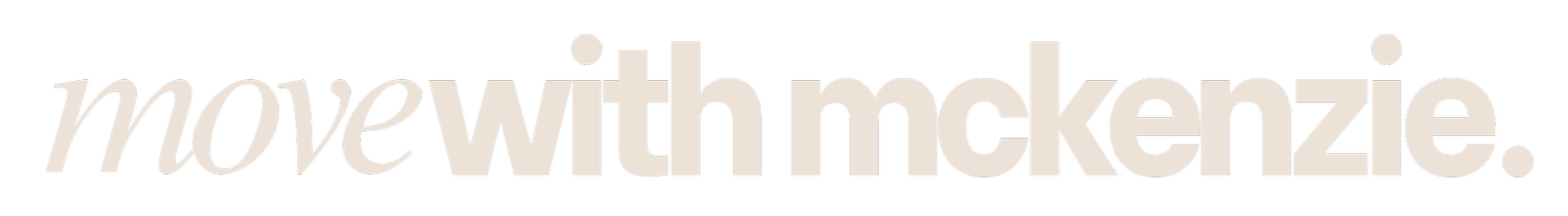 Logo for move with mckenzie in beige and gray text on black background
