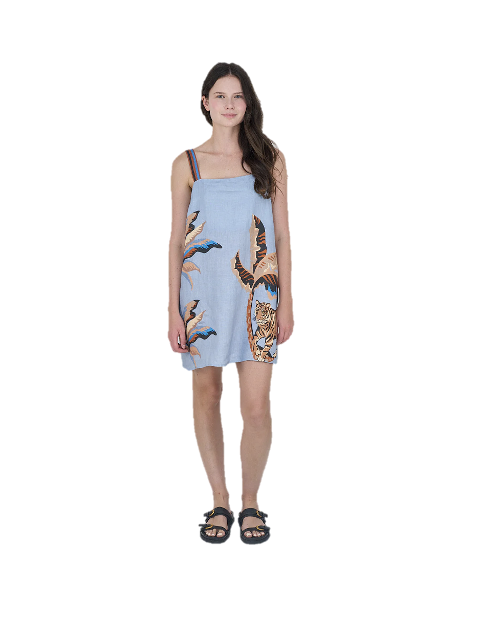 Short Dress Bali Tiger Light Blue