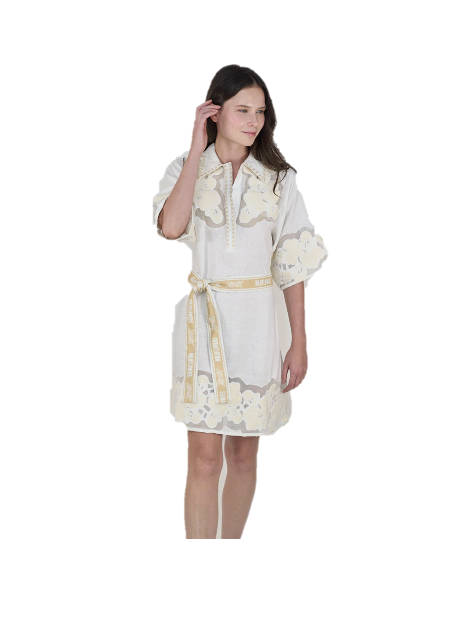 Short Dress Wild Flower White