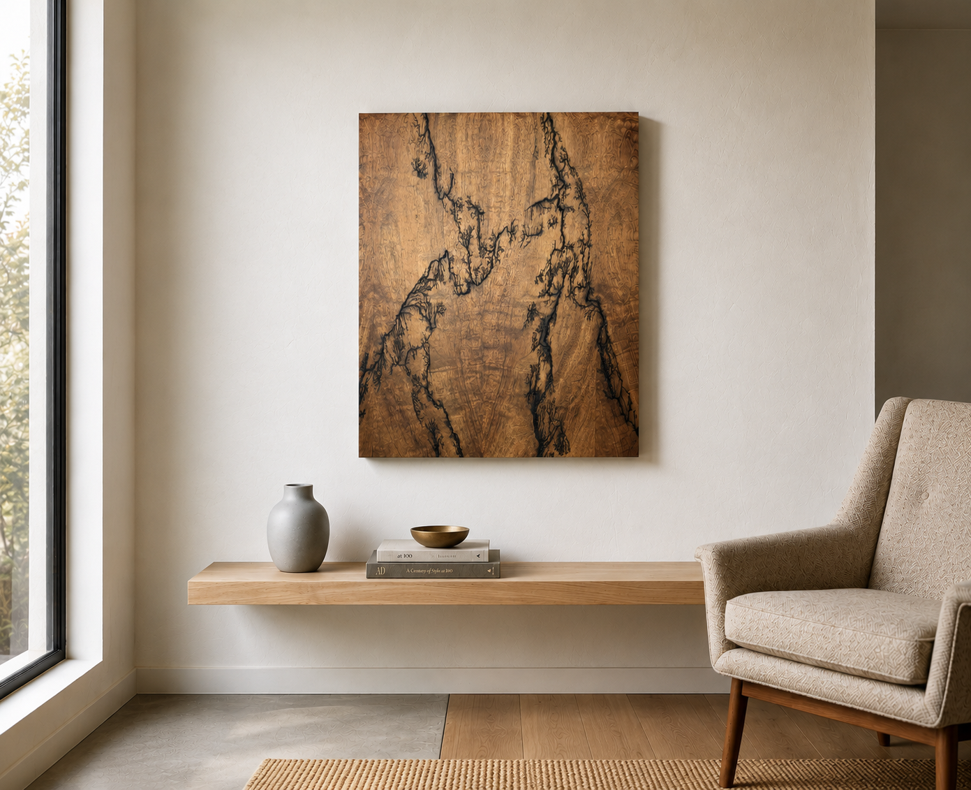 Fractal Burn Wood Art | Double Giraffe
