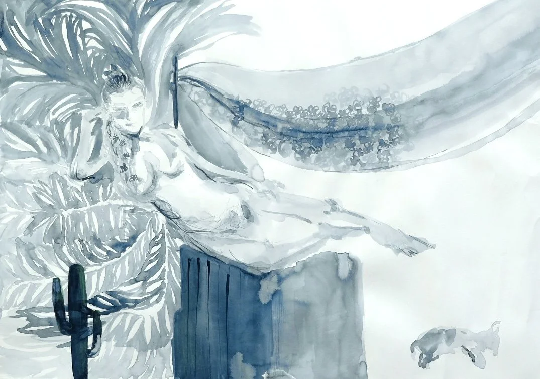 Submersion III: Elsewhere, 2025 | Ink on paper | 58cm x 41cm