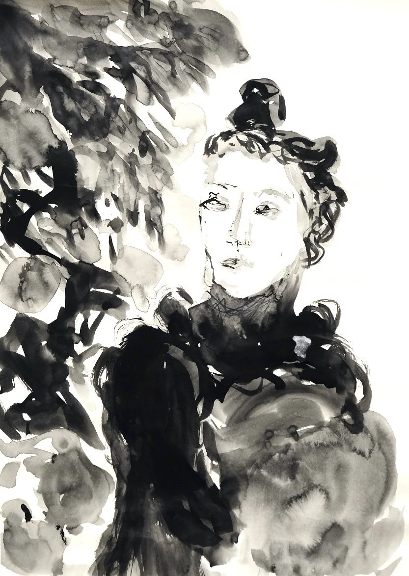 Submersion VI : Weighted Gaze | Ink on paper | 30cm x 42cm