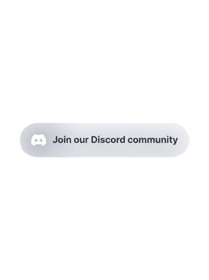 A gray button with the Discord logo and the text 'Join our Discord community' in black, on a white background.