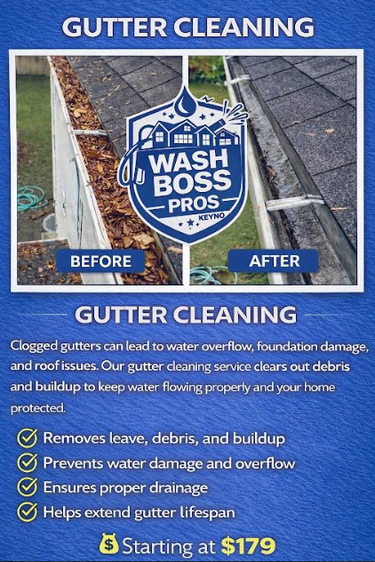 Gutter cleaning Lima Ohio debris removal before and after Wash Boss Pros