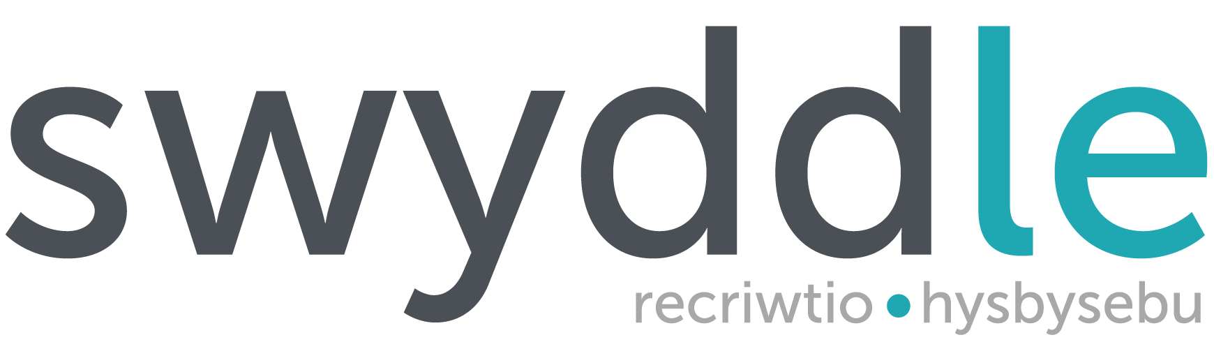 Swyde logo with the words 'recriwtio' and 'hysbyseb' underneath.