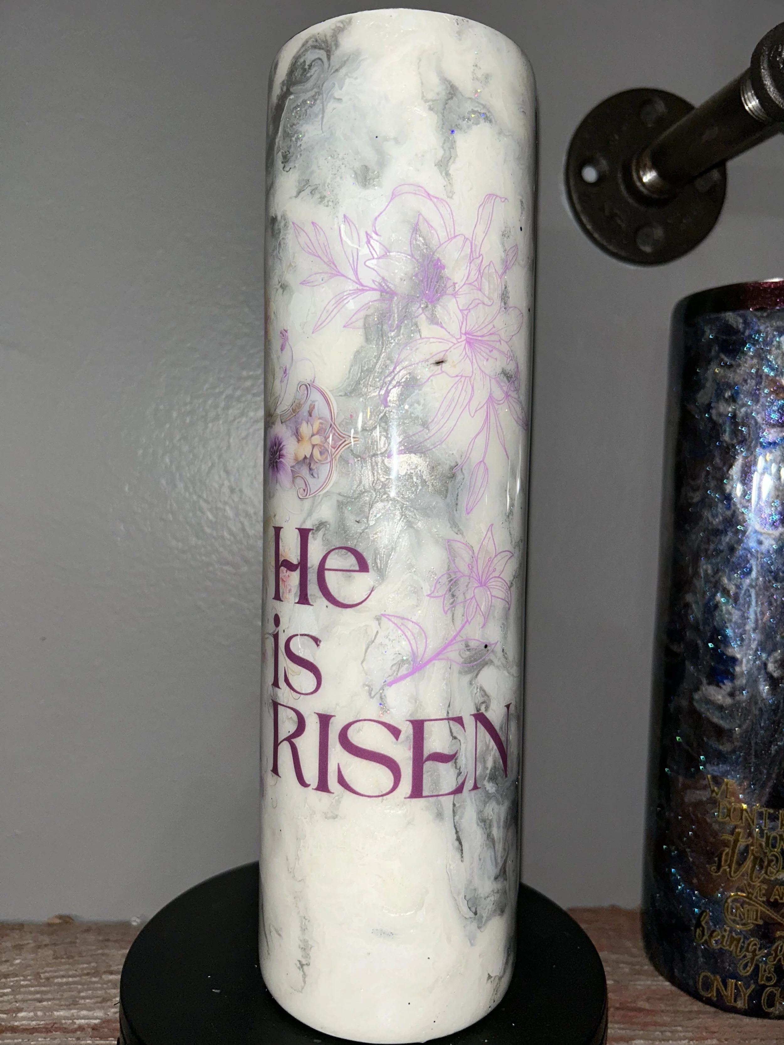 32oz Tipsy - White Marble- He is Risen