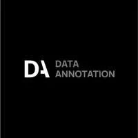 Black background with white text reading 'DA DATA ANNOTATION', which is the logo of Data Annonattion. Which you can use to do a side hustle.