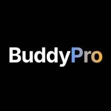 Logo with the words "BuddyPro" on a black background, with "Buddy" in white and "Pro" in multiple colors. Which is the logo of the AI tool BuddyPro.ai