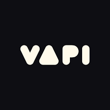 VAPI logo with stylized letters on a black background. Which you can use to do a side hustle.