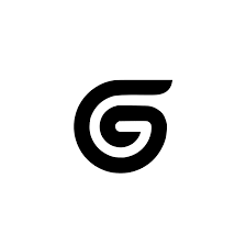 A black and white logo with a stylized, spiral-like 'G' design. Which is the logo of the AI tool Gumloop.