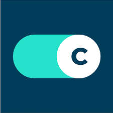 Close-up of a teal capsule pill with a white circular end marked with a 'C', which is the logo of Concentrix. Which you can use to do a side hustle.