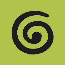 A black spiral design on a green background. Which is the logo of the AI tool Granola.ai