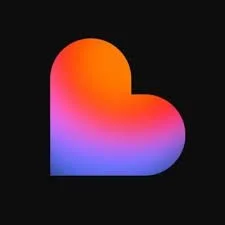 Colorful heart-shaped graphic with a gradient of orange, pink, purple, and blue on a black background. Which is the logo of the AI tool Lovable.dev