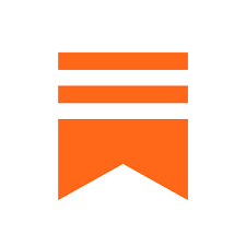 Orange icon resembling a bookmark or ribbon with three horizontal lines above it, which the logo of Substack. Which you can use to do to make passive income.