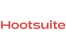 Hootsuite logo in red text, which is the logo of Hootsuite. Which you can use to do a side hustle.