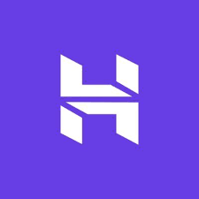 Abstract geometric logo design on a purple background. Which is the logo of the AI tool Hostinger